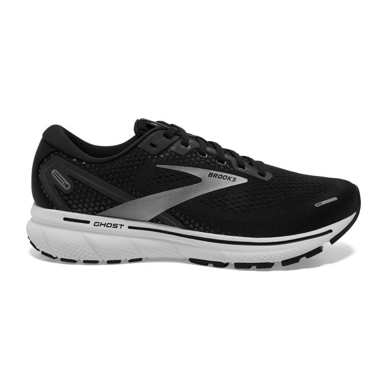 Brooks Women's Ghost 14 Cushioned Road Running Shoes - Black/White/Silver (NBOY91708)